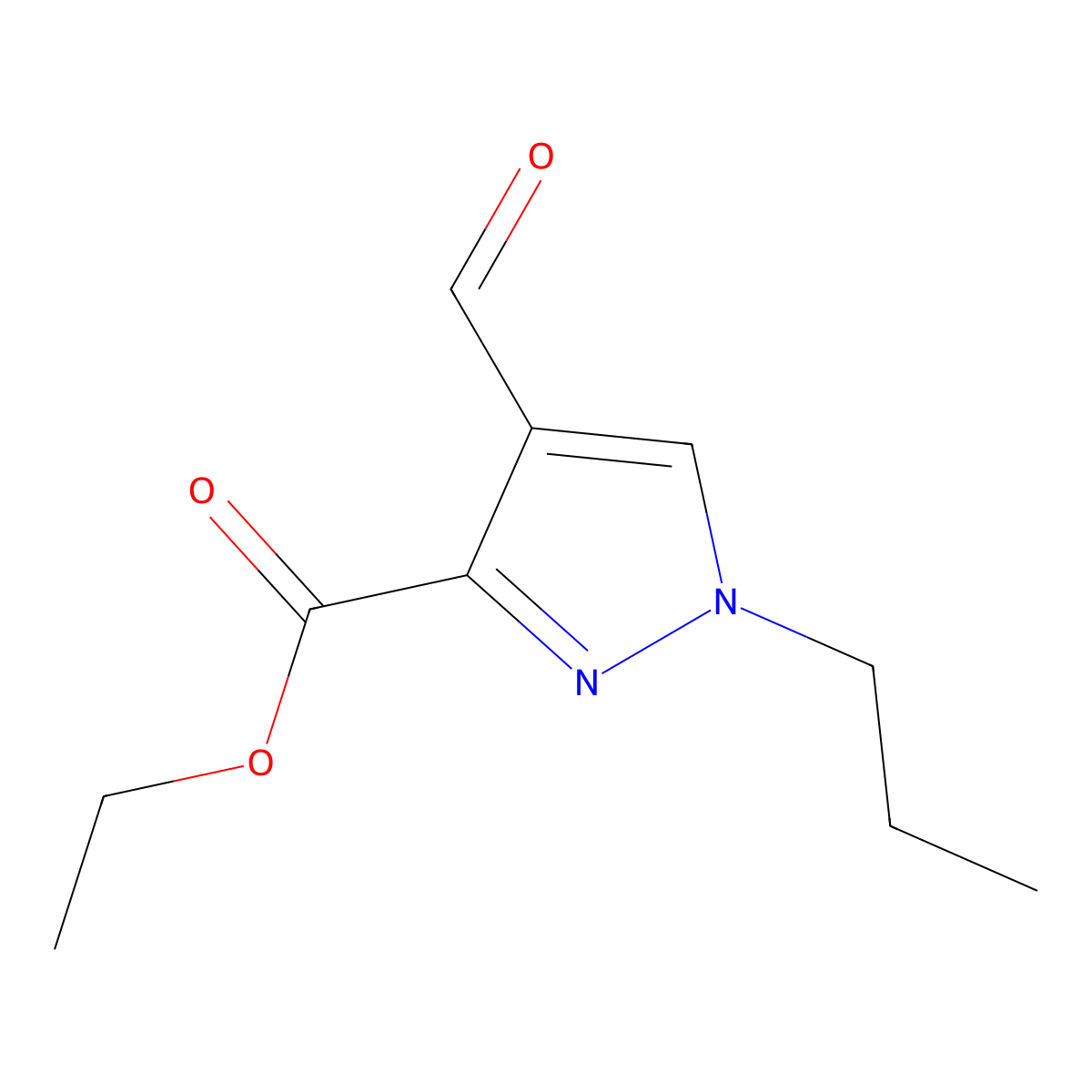 ethyl 4-formyl-1-propyl-1H-pyrazole-3-carboxylate molecular structure, CAS 1603267-65-7
