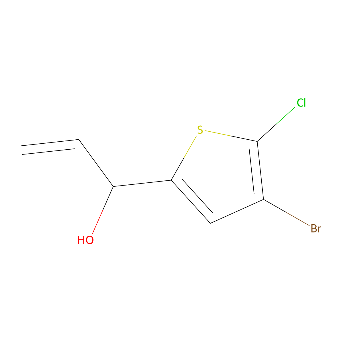 1-(4-Bromo-5-chlorothiophen-2-yl)prop-2-en-1-ol molecular structure, CAS 1603285-54-6