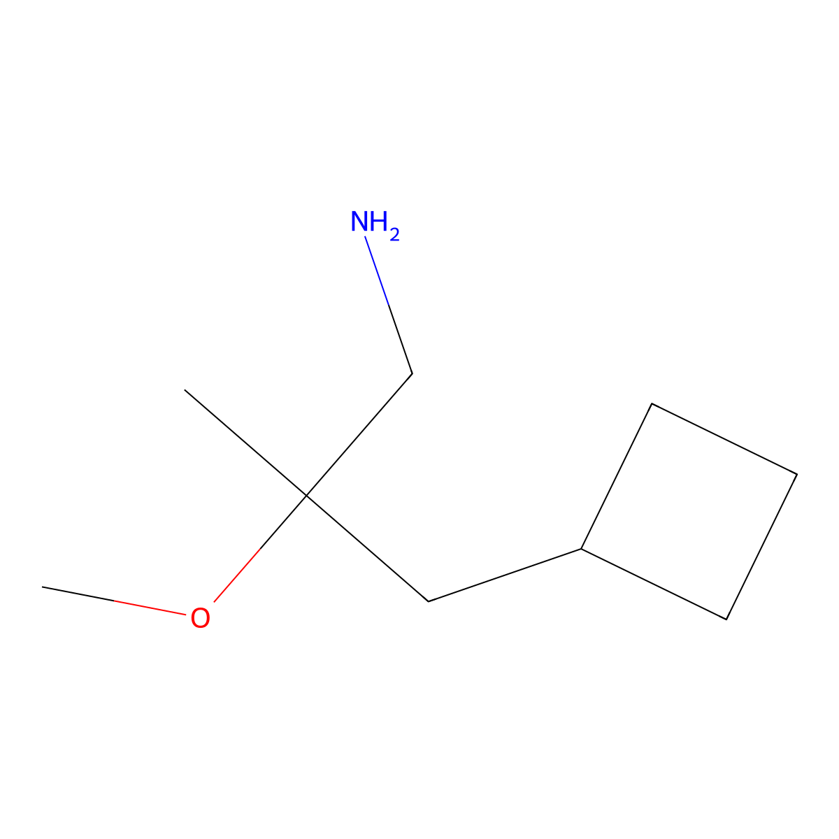 2-(Cyclobutylmethyl)-2-methoxypropan-1-amine molecular structure, CAS 1603290-82-9