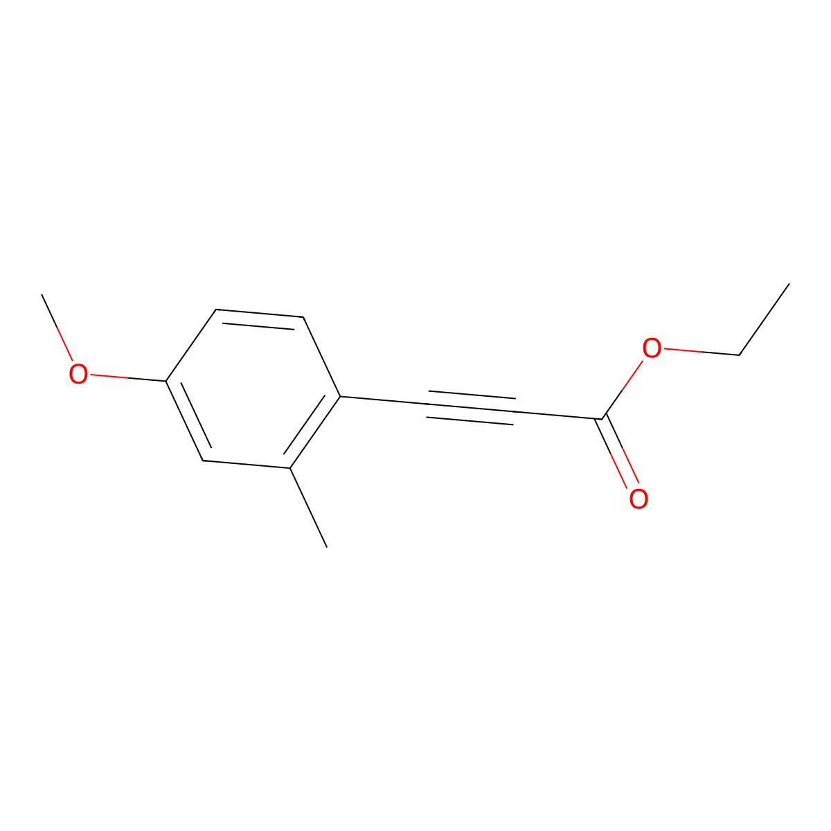 Ethyl 3-(4-methoxy-2-methylphenyl)prop-2-ynoate molecular structure, CAS 1603303-84-9