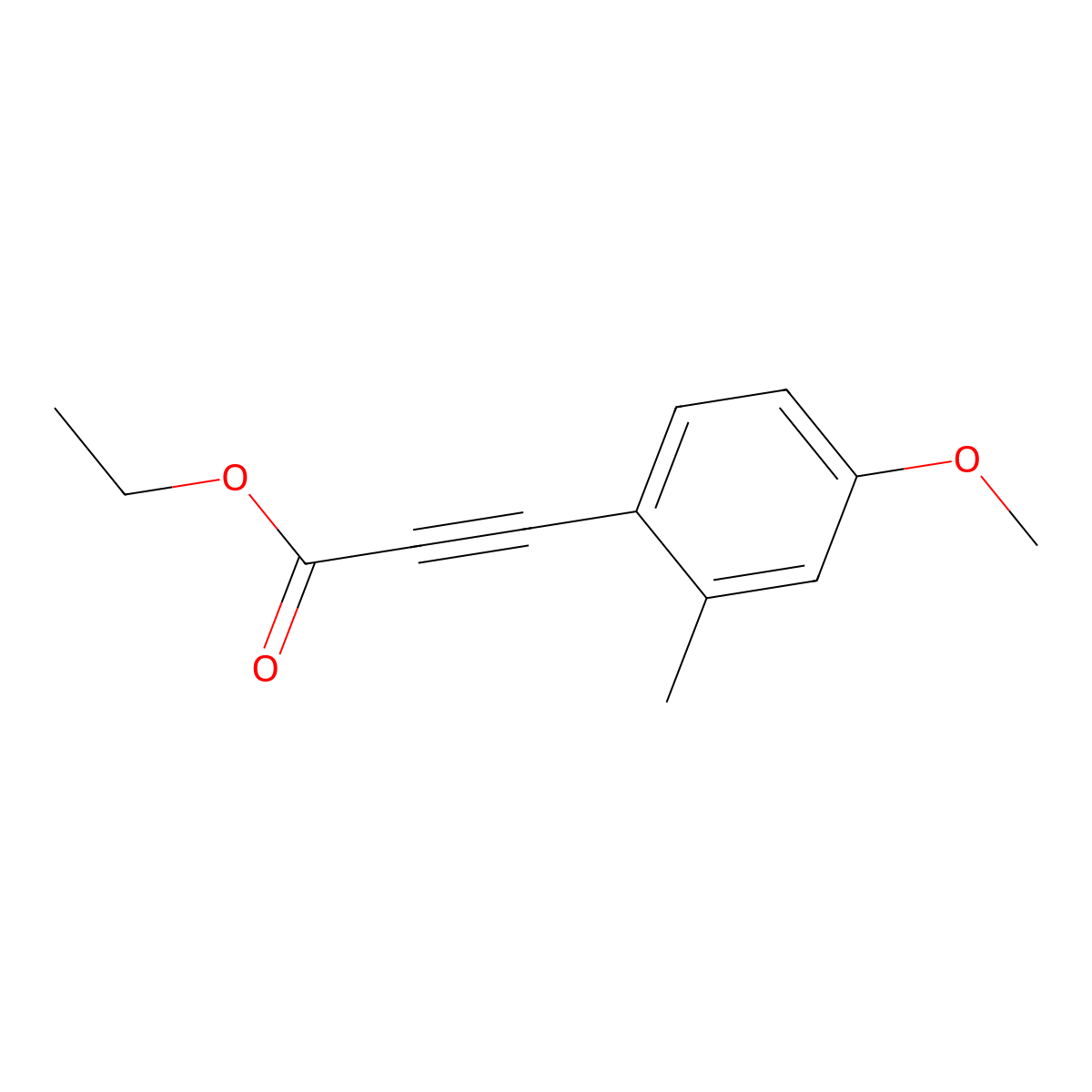 Ethyl 3-(4-methoxy-2-methylphenyl)prop-2-ynoate molecular structure, CAS 1603303-84-9