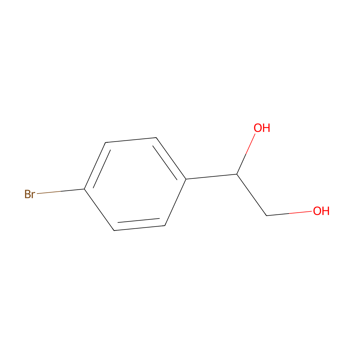 (1S)-1-(4-bromophenyl)ethane-1,2-diol molecular structure, CAS 160332-70-7