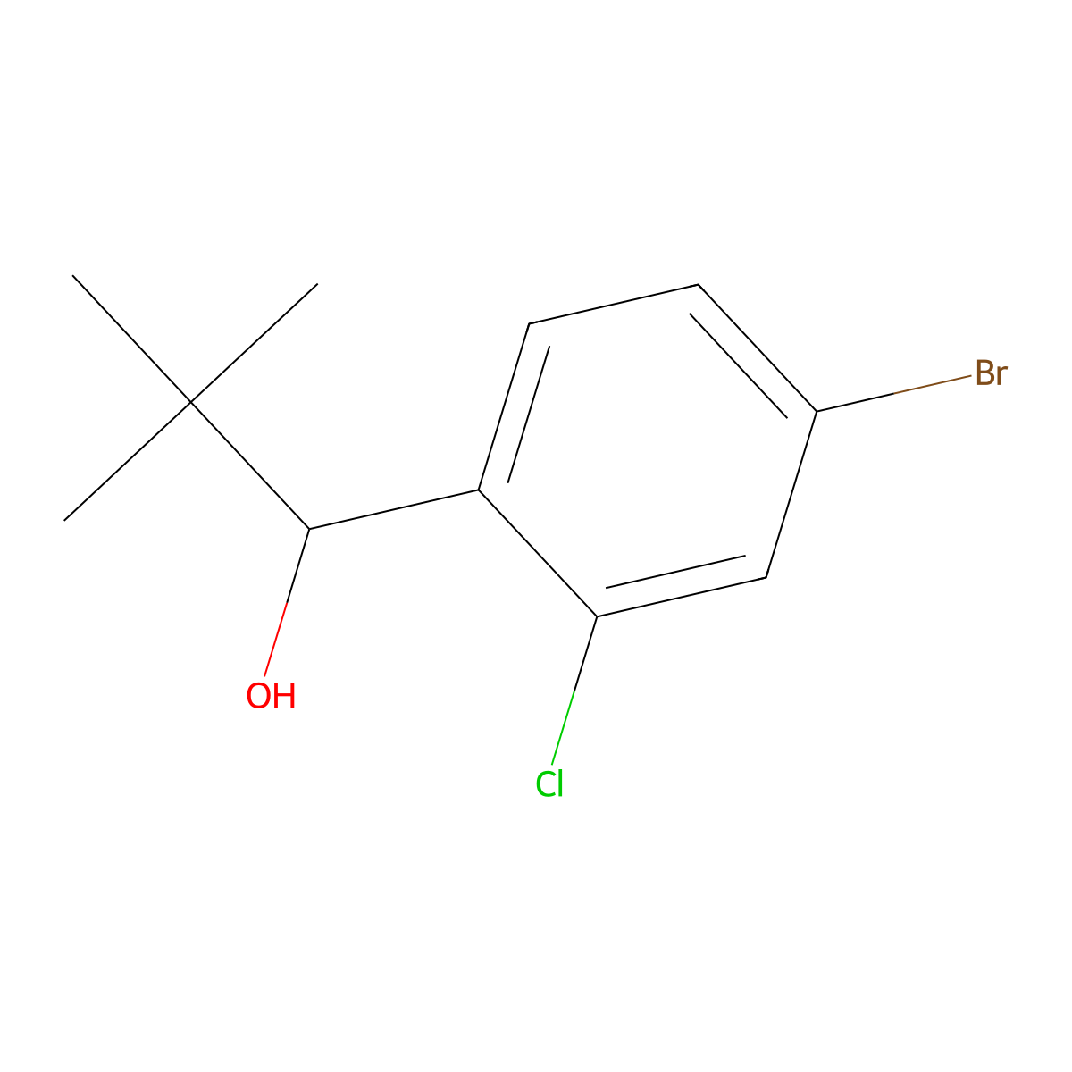4-Bromo-2-chloro-alpha-(1,1-dimethylethyl)benZenemethanol molecular structure, CAS 1603328-73-9