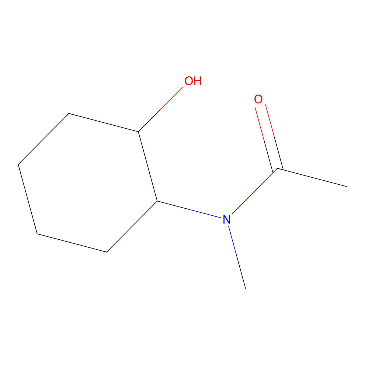 N-(2-hydroxycyclohexyl)-N-methylacetamide molecular structure, CAS 1603332-23-5