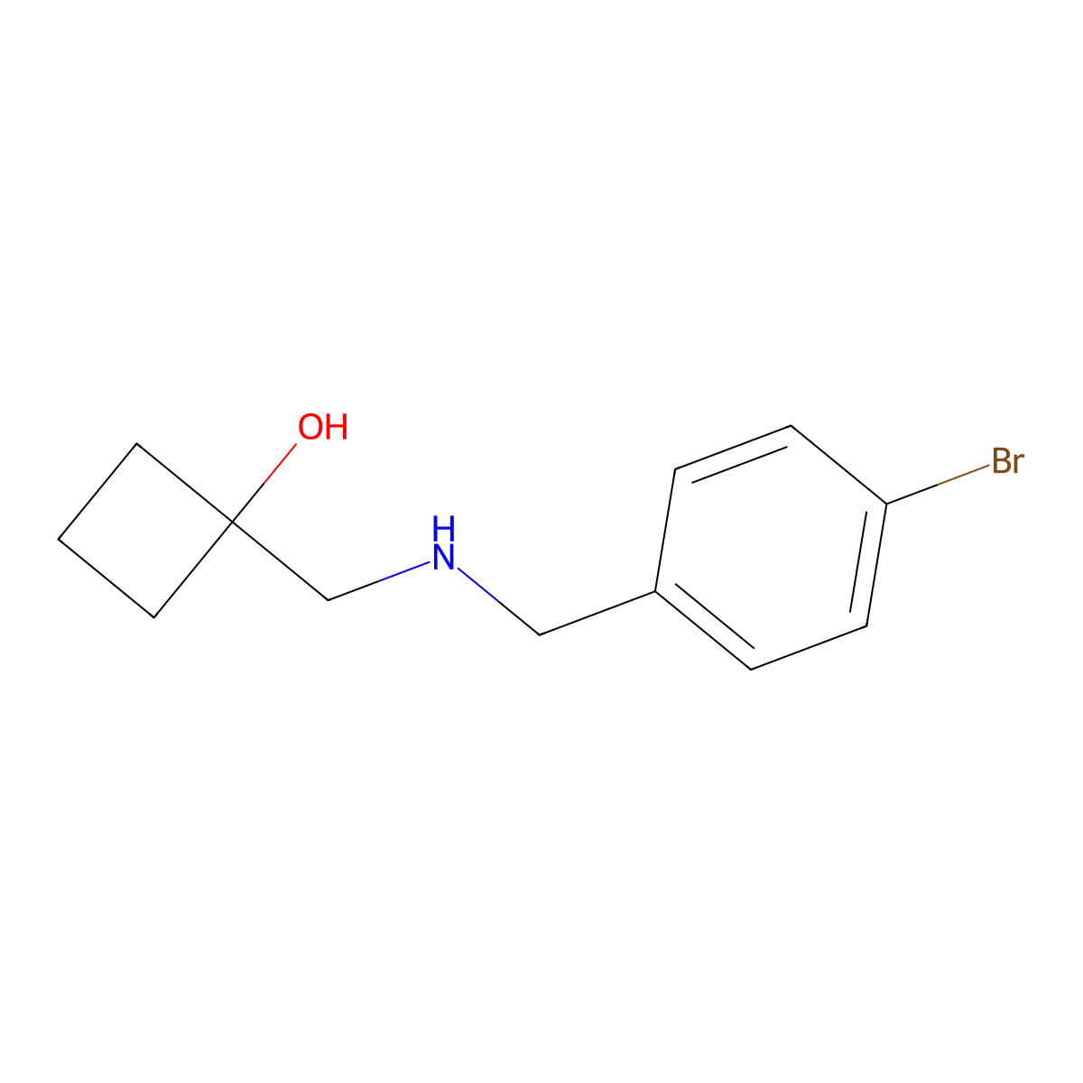 1-({[(4-Bromophenyl)methyl]amino}methyl)cyclobutan-1-ol molecular structure, CAS 1603349-39-8