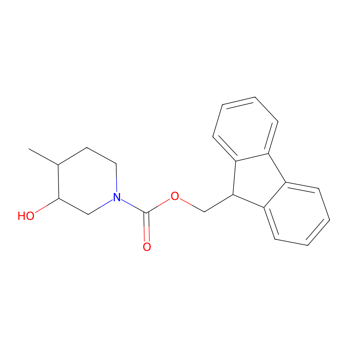 (9H-fluoren-9-yl)methyl 3-hydroxy-4-methylpiperidine-1-carboxylate molecular structure, CAS 1603350-85-1