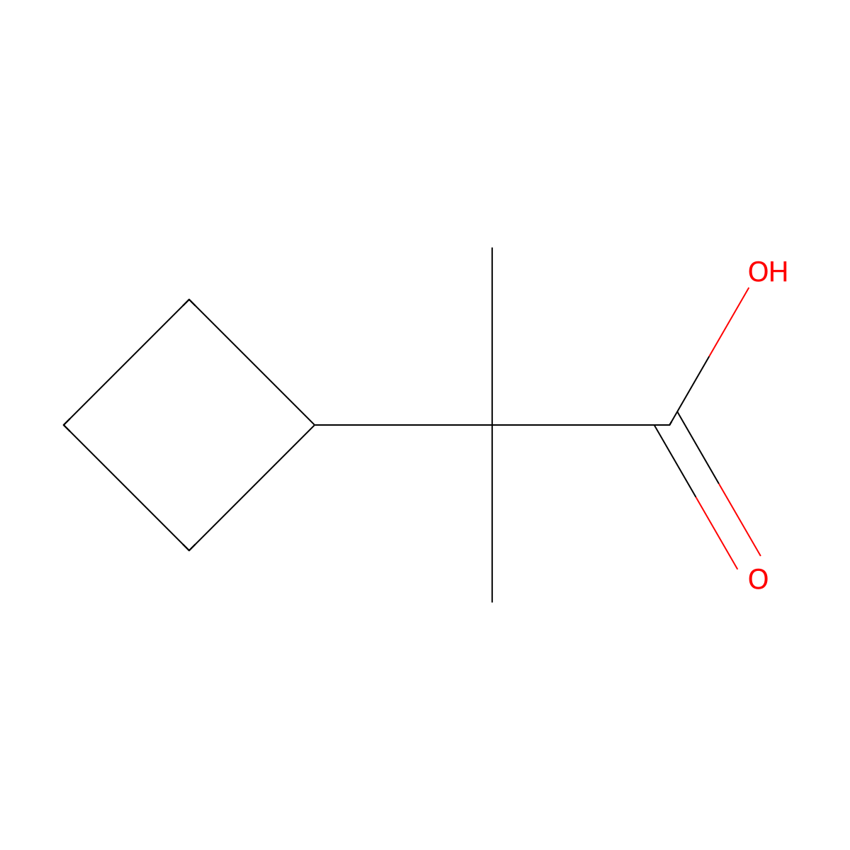 2-Cyclobutyl-2-methylpropanoic acid molecular structure, CAS 1603359-47-2