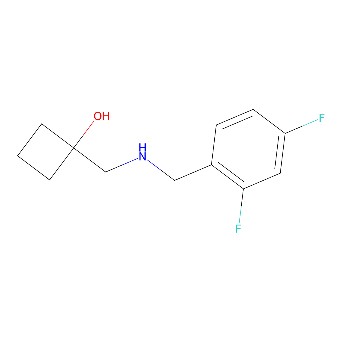 1-({[(2,4-Difluorophenyl)methyl]amino}methyl)cyclobutan-1-ol molecular structure, CAS 1603366-93-3