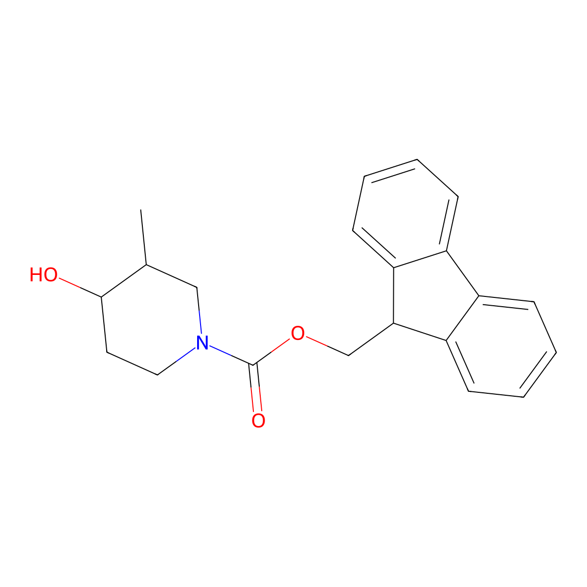 (9H-fluoren-9-yl)methyl 4-hydroxy-3-methylpiperidine-1-carboxylate molecular structure, CAS 1603393-53-8