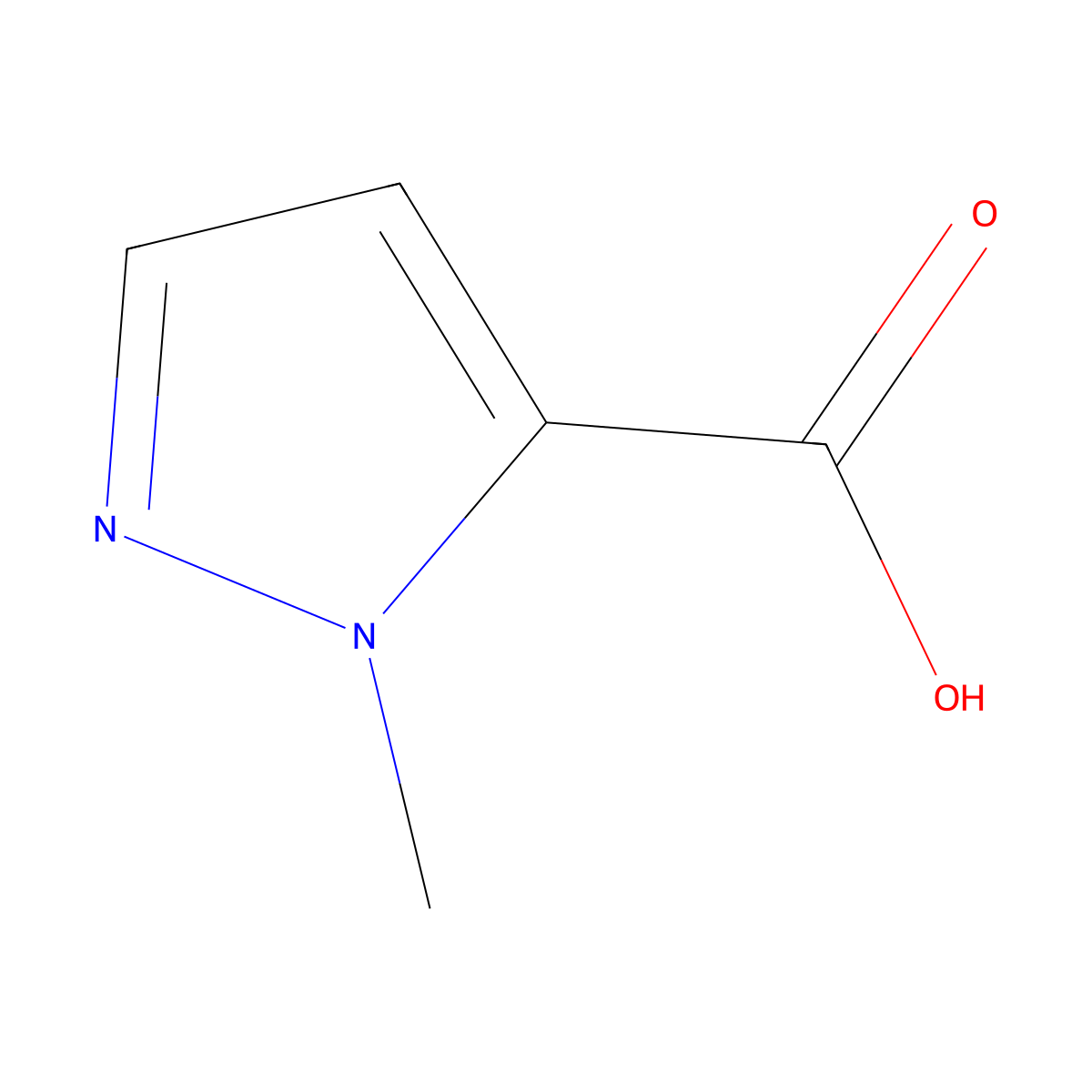 1-methyl-1H-pyrazole-5-carboxylic acid molecular structure, CAS 16034-46-1