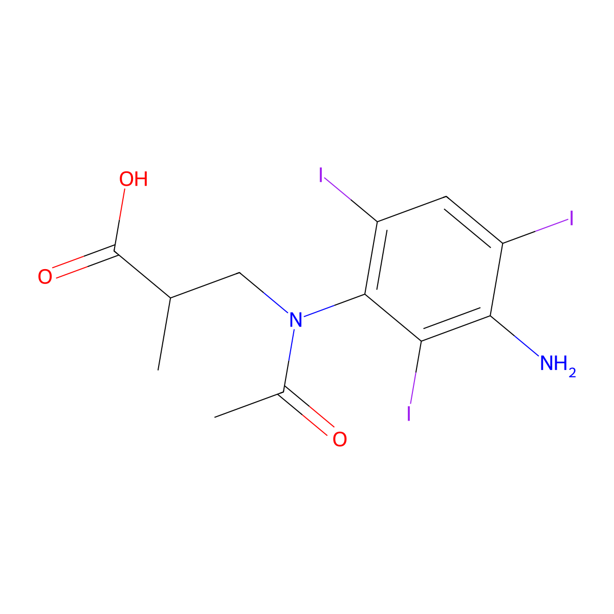 Iocetamic Acid molecular structure, CAS 16034-77-8