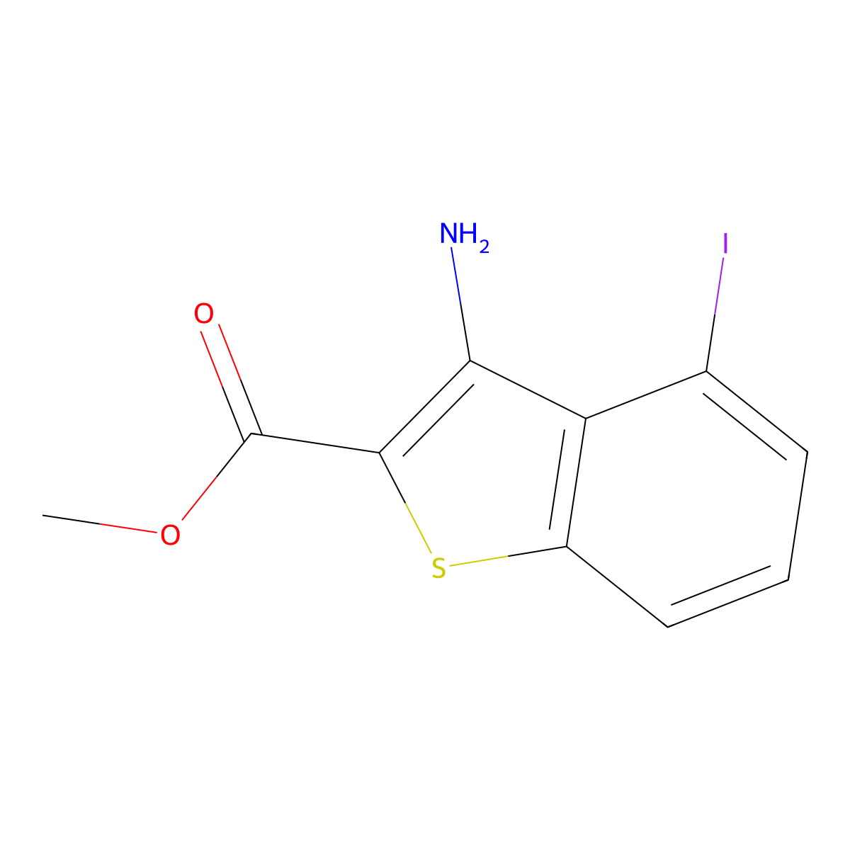 Methyl 3-amino-4-iodobenzothiophene-2-carboxylate molecular structure, CAS 1603418-67-2