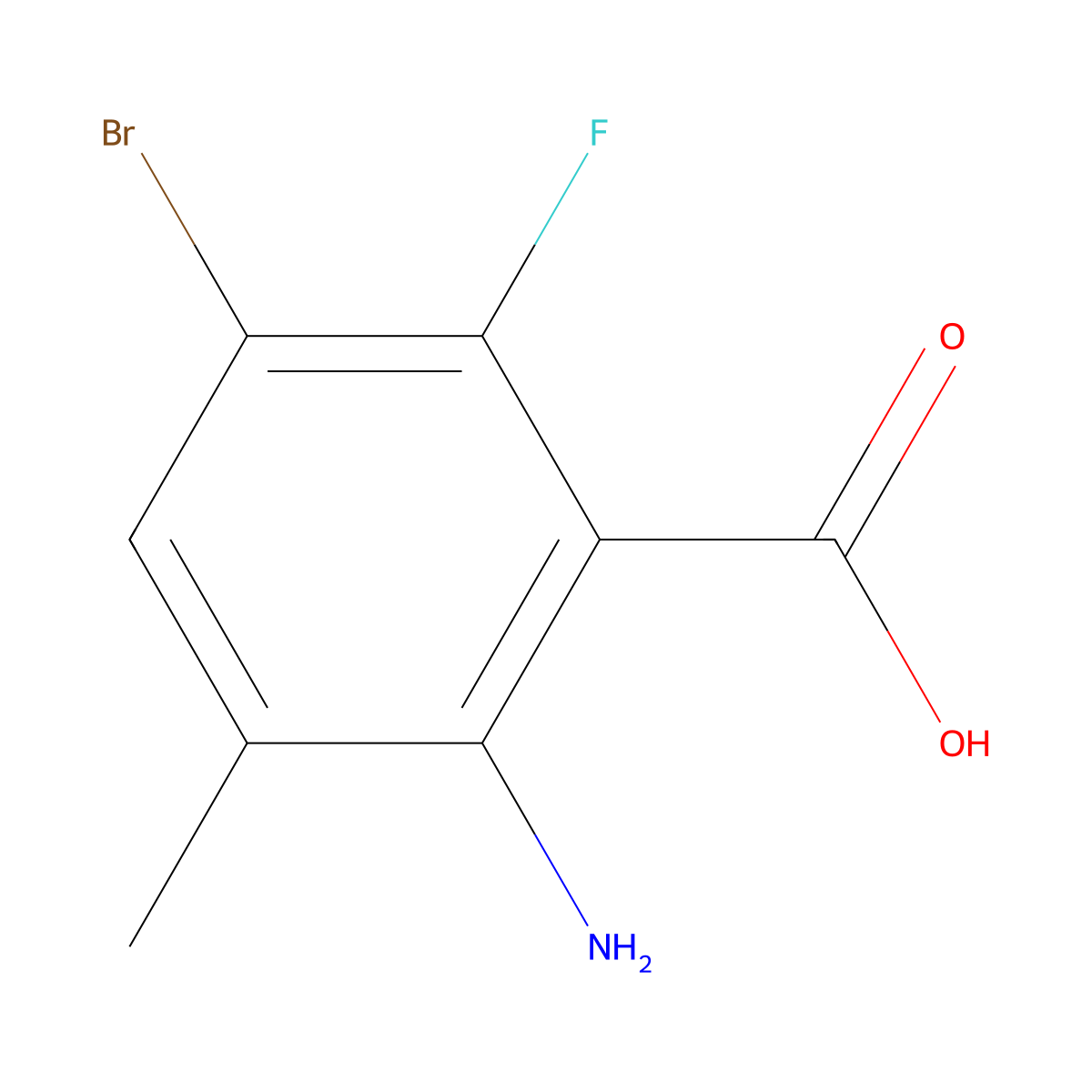 2-Amino-5-bromo-6-fluoro-3-methylbenzoic Acid molecular structure, CAS 1603441-07-1