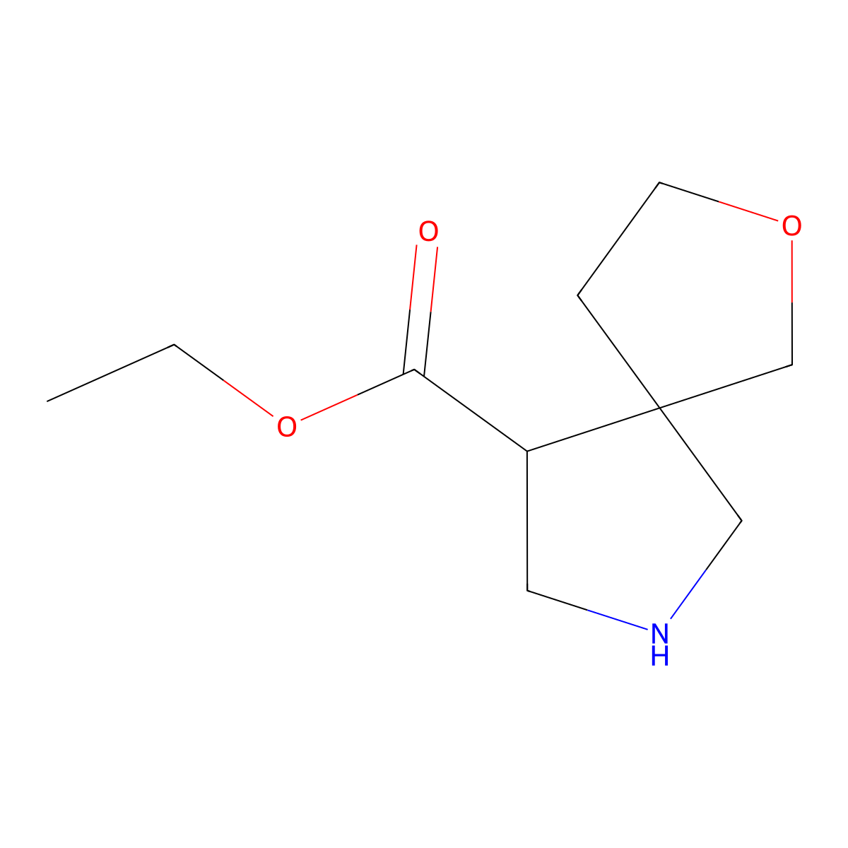 Ethyl 2-oxa-7-azaspiro[4.4]nonane-9-carboxylate molecular structure, CAS 1603445-98-2