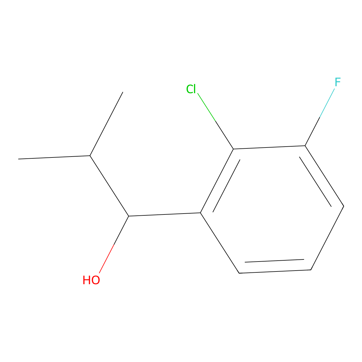 1-(2-Chloro-3-fluorophenyl)-2-methylpropan-1-ol molecular structure, CAS 1603451-02-0