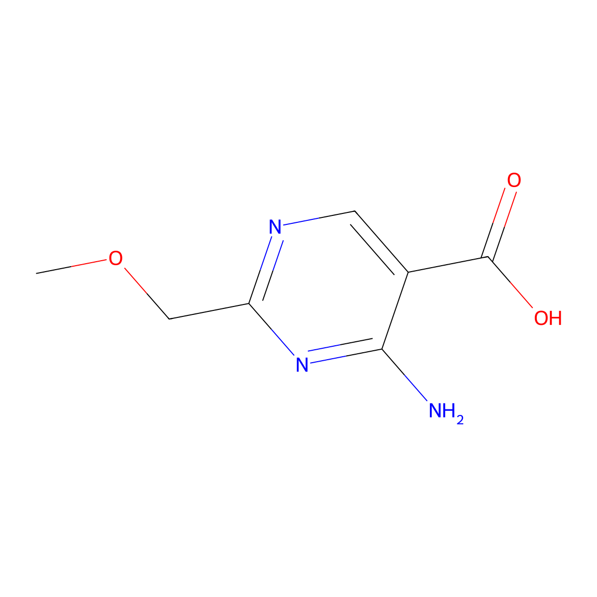 4-Amino-2-(methoxymethyl)pyrimidine-5-carboxylic acid molecular structure, CAS 1603462-19-6