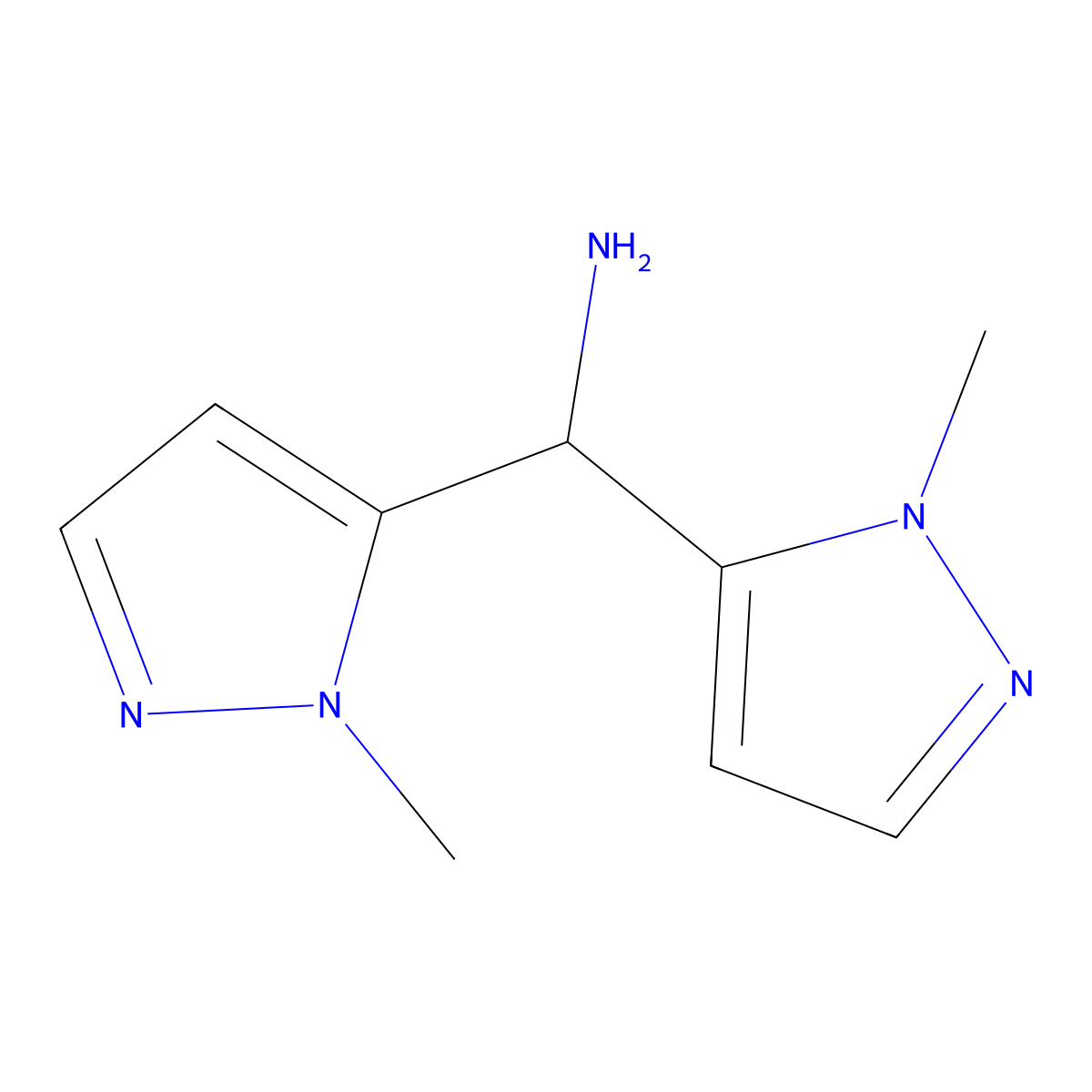 bis(1-methyl-1H-pyrazol-5-yl)methanamine molecular structure, CAS 1603462-95-8