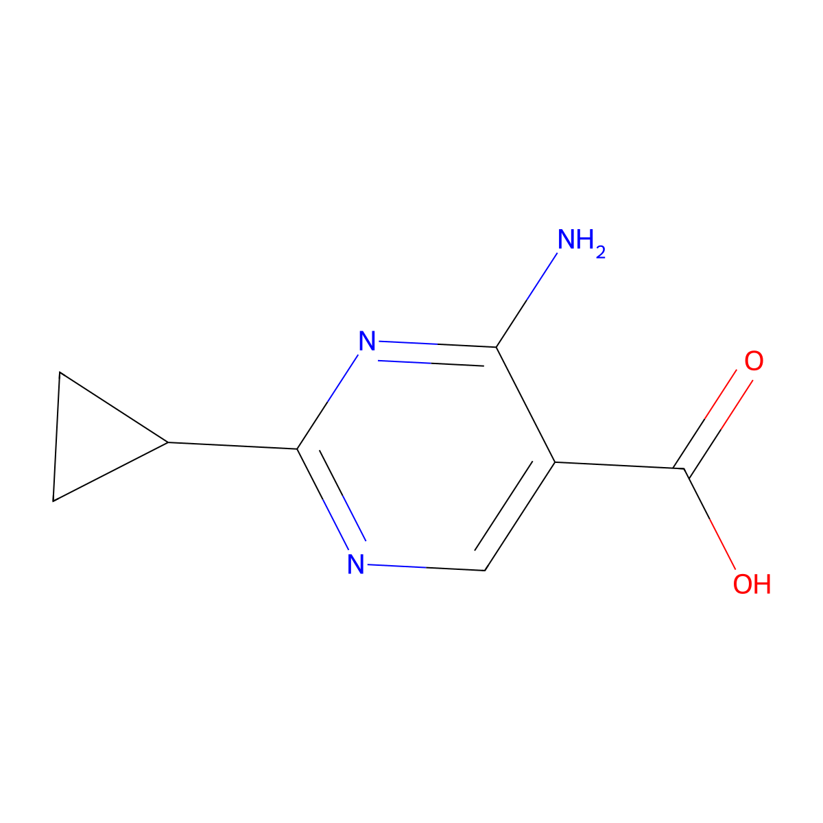 4-Amino-2-cyclopropylpyrimidine-5-carboxylic acid molecular structure, CAS 1603463-40-6
