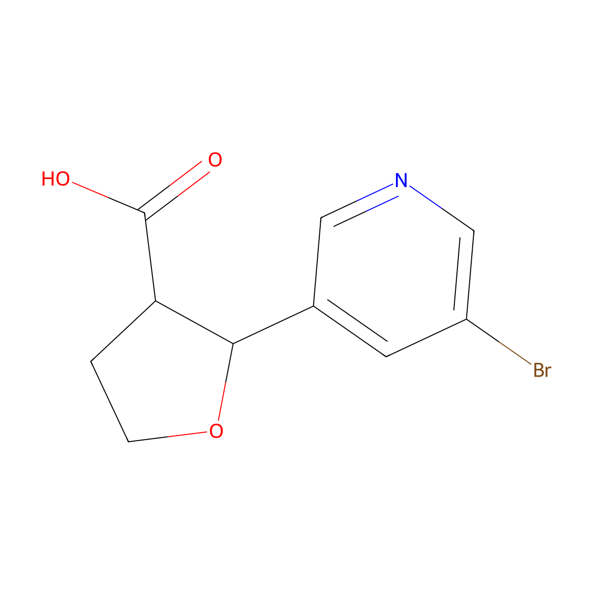 2-(5-Bromopyridin-3-yl)oxolane-3-carboxylic acid molecular structure, CAS 1603470-30-9