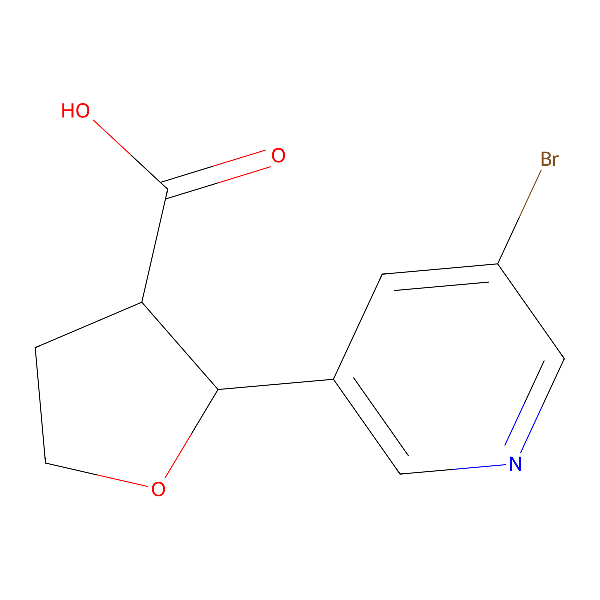 2-(5-Bromopyridin-3-yl)oxolane-3-carboxylic acid molecular structure, CAS 1603470-30-9