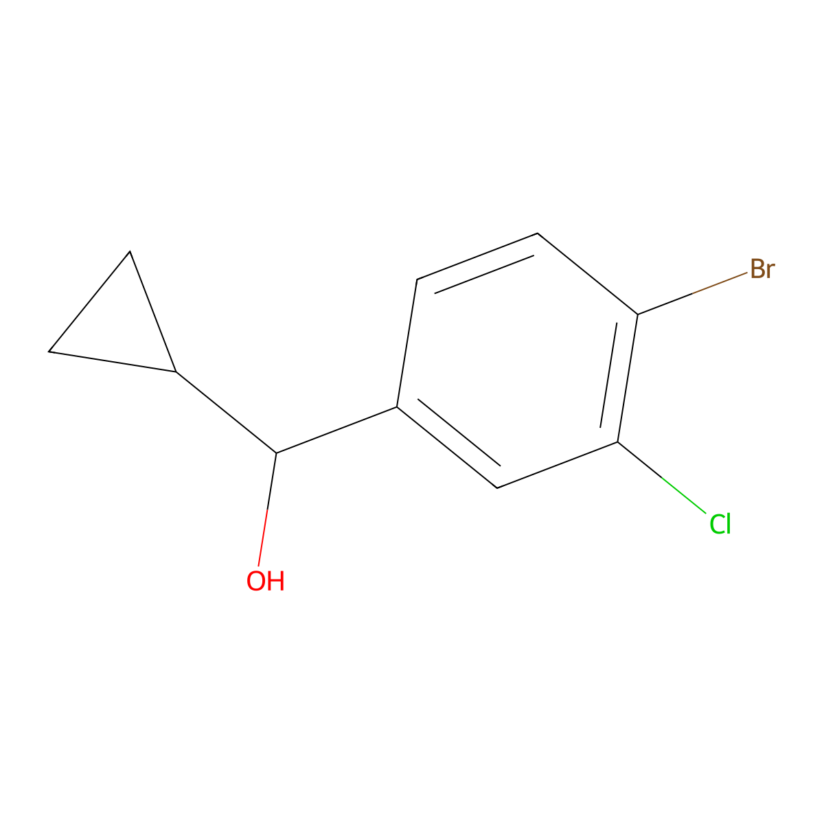 4-Bromo-3-chloro-alpha-cyclopropylbenZenemethanol molecular structure, CAS 1603475-59-7