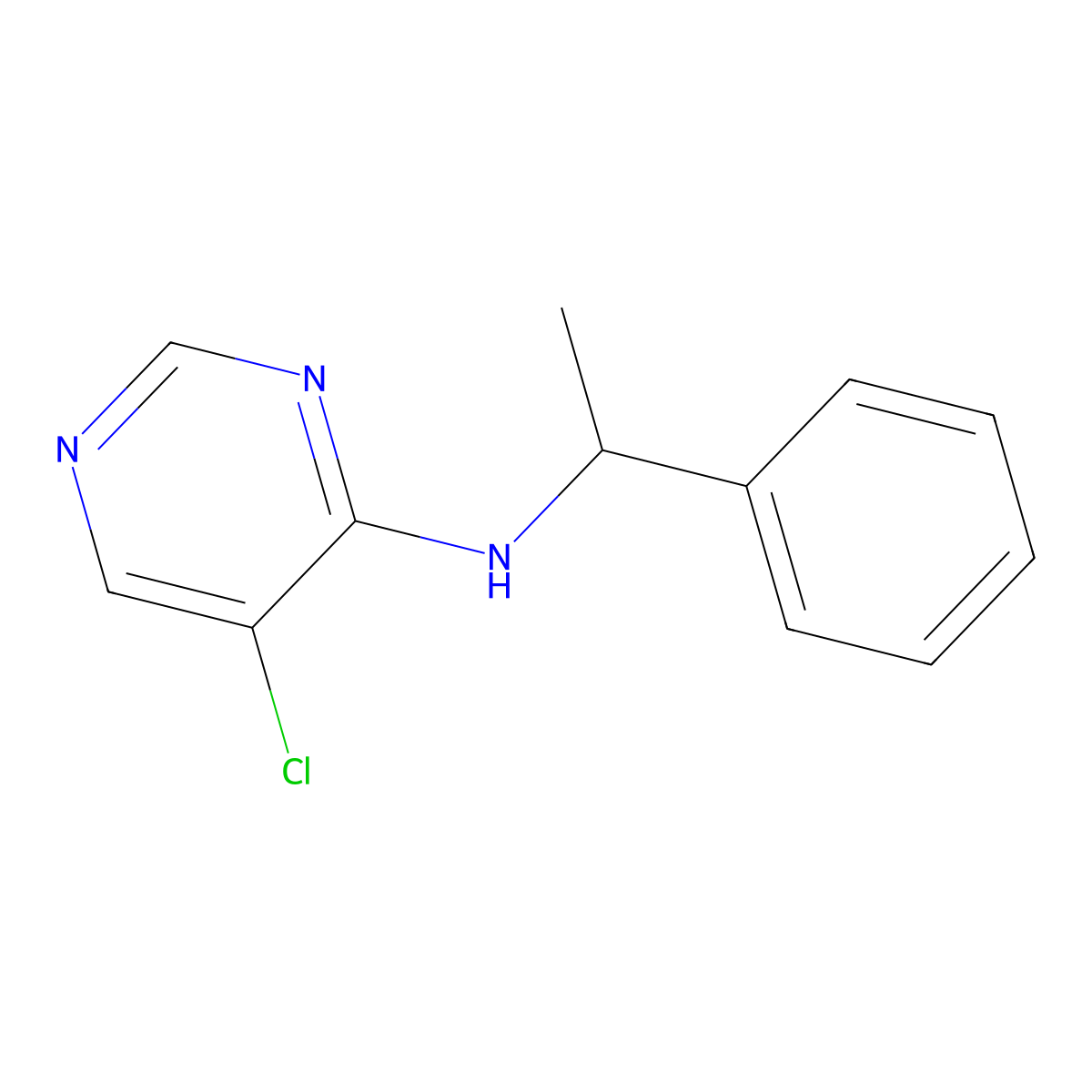 5-chloro-N-(1-phenylethyl)pyrimidin-4-amine molecular structure, CAS 1603476-37-4