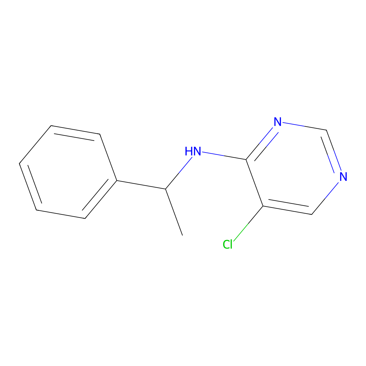 5-chloro-N-(1-phenylethyl)pyrimidin-4-amine molecular structure, CAS 1603476-37-4