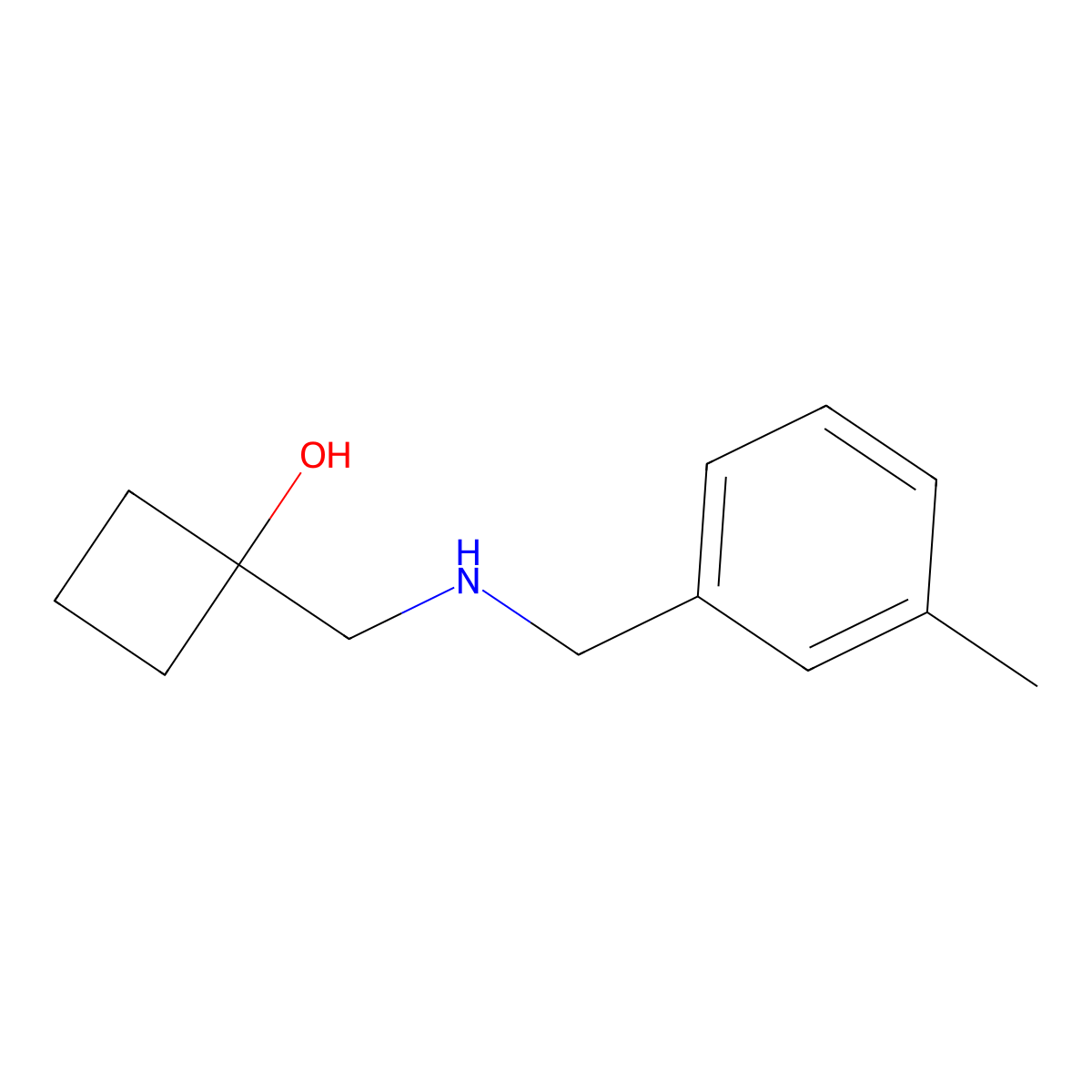 1-({[(3-Methylphenyl)methyl]amino}methyl)cyclobutan-1-ol molecular structure, CAS 1603507-74-9