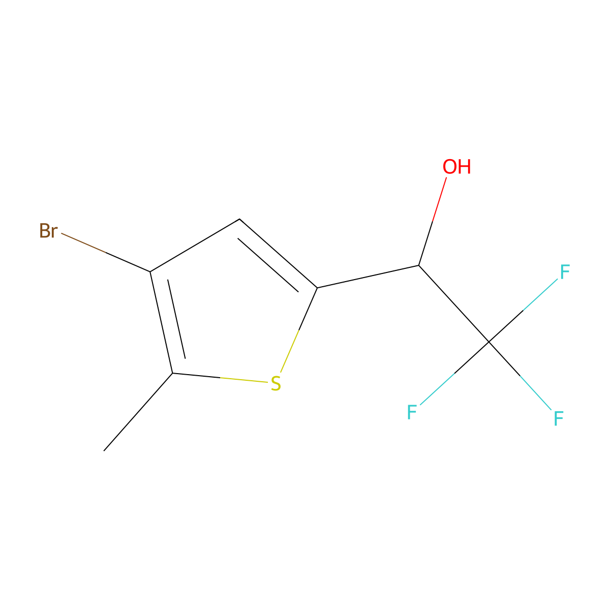 1-(4-Bromo-5-methylthiophen-2-yl)-2,2,2-trifluoroethan-1-ol molecular structure, CAS 1603522-42-4
