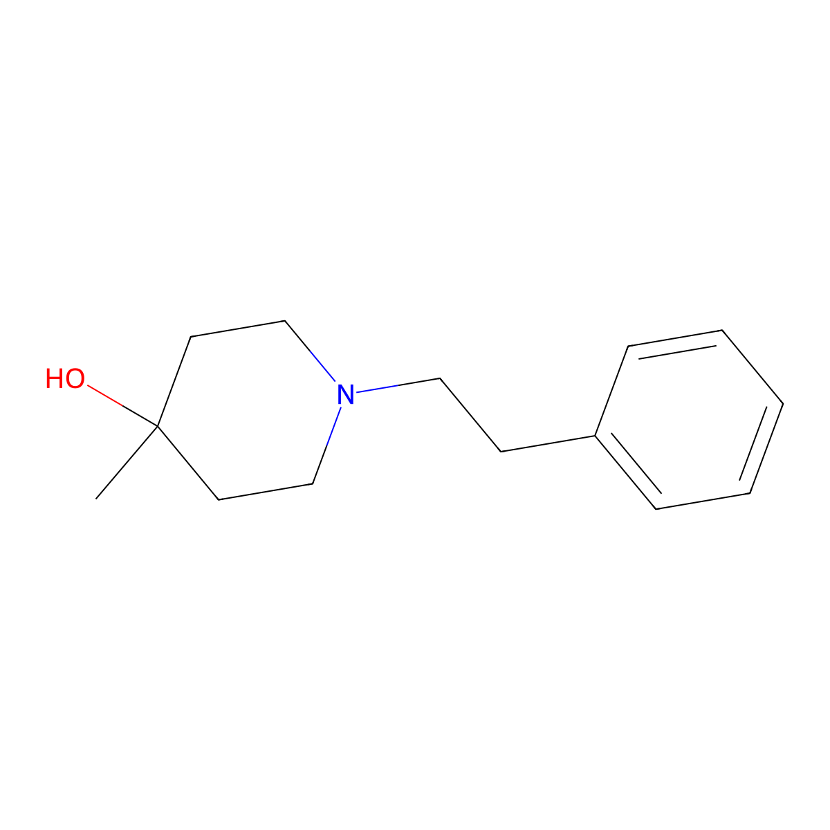 4-Methyl-1-(2-phenylethyl)piperidin-4-ol molecular structure, CAS 160353-61-7