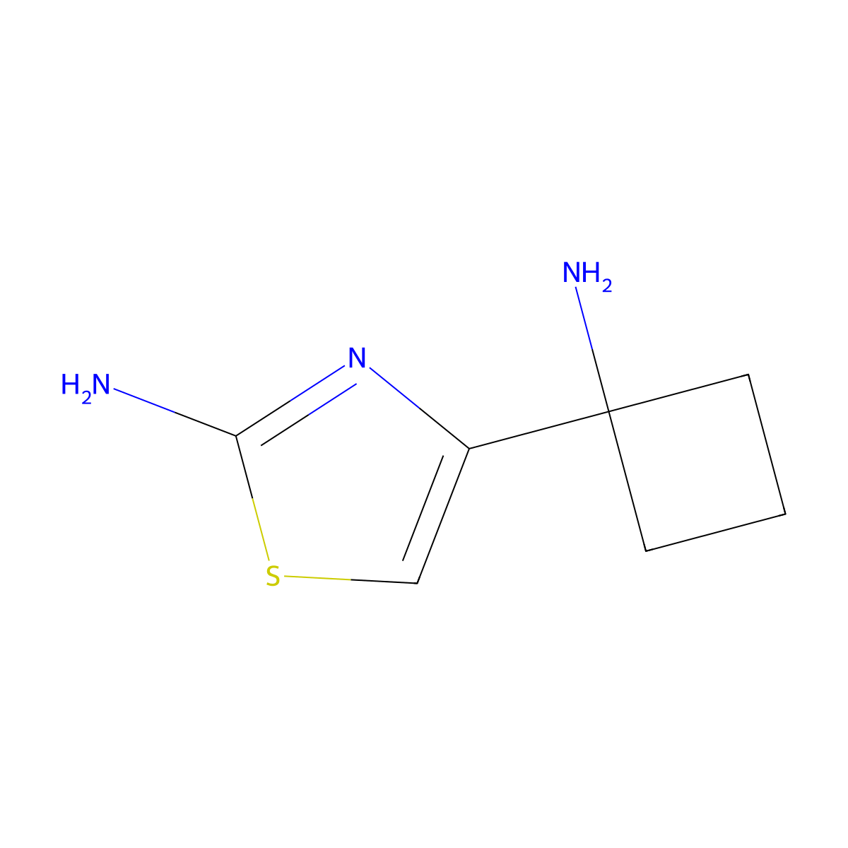 4-(1-Aminocyclobutyl)-1,3-thiazol-2-amine molecular structure, CAS 1603531-78-7