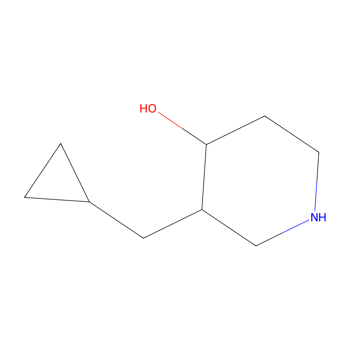 3-(Cyclopropylmethyl)piperidin-4-ol molecular structure, CAS 1603548-06-6