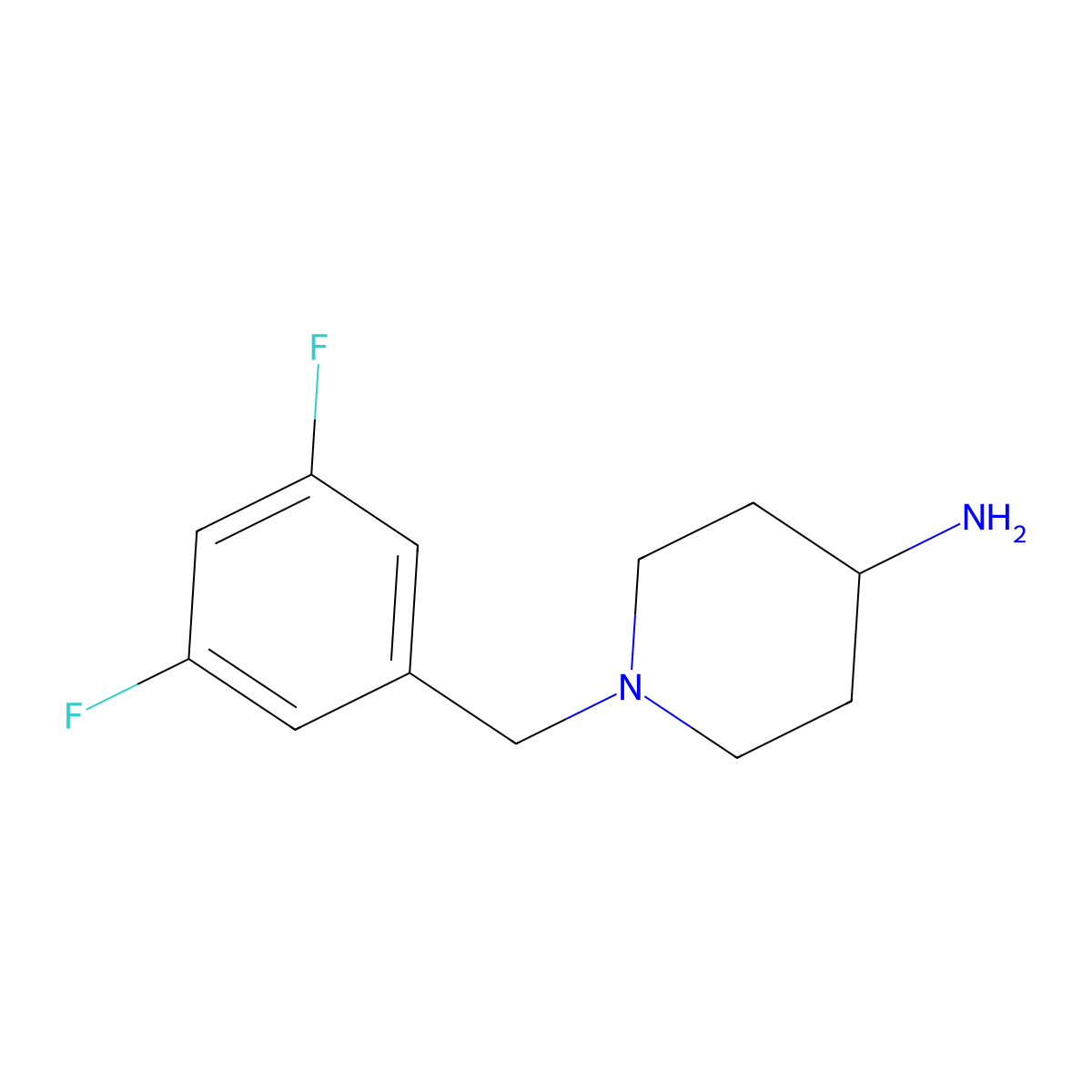1-[(3,5-Difluorophenyl)methyl]piperidin-4-amine molecular structure, CAS 160358-09-8