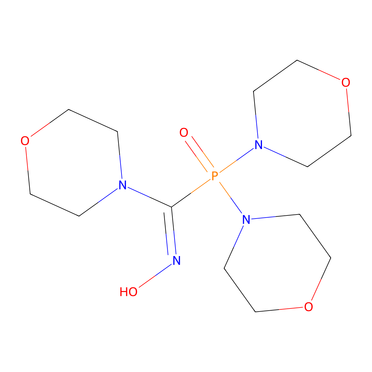 N-[dimorpholin-4-ylphosphoryl(morpholin-4-yl)methylidene]hydroxylamine molecular structure, CAS 160358-95-2