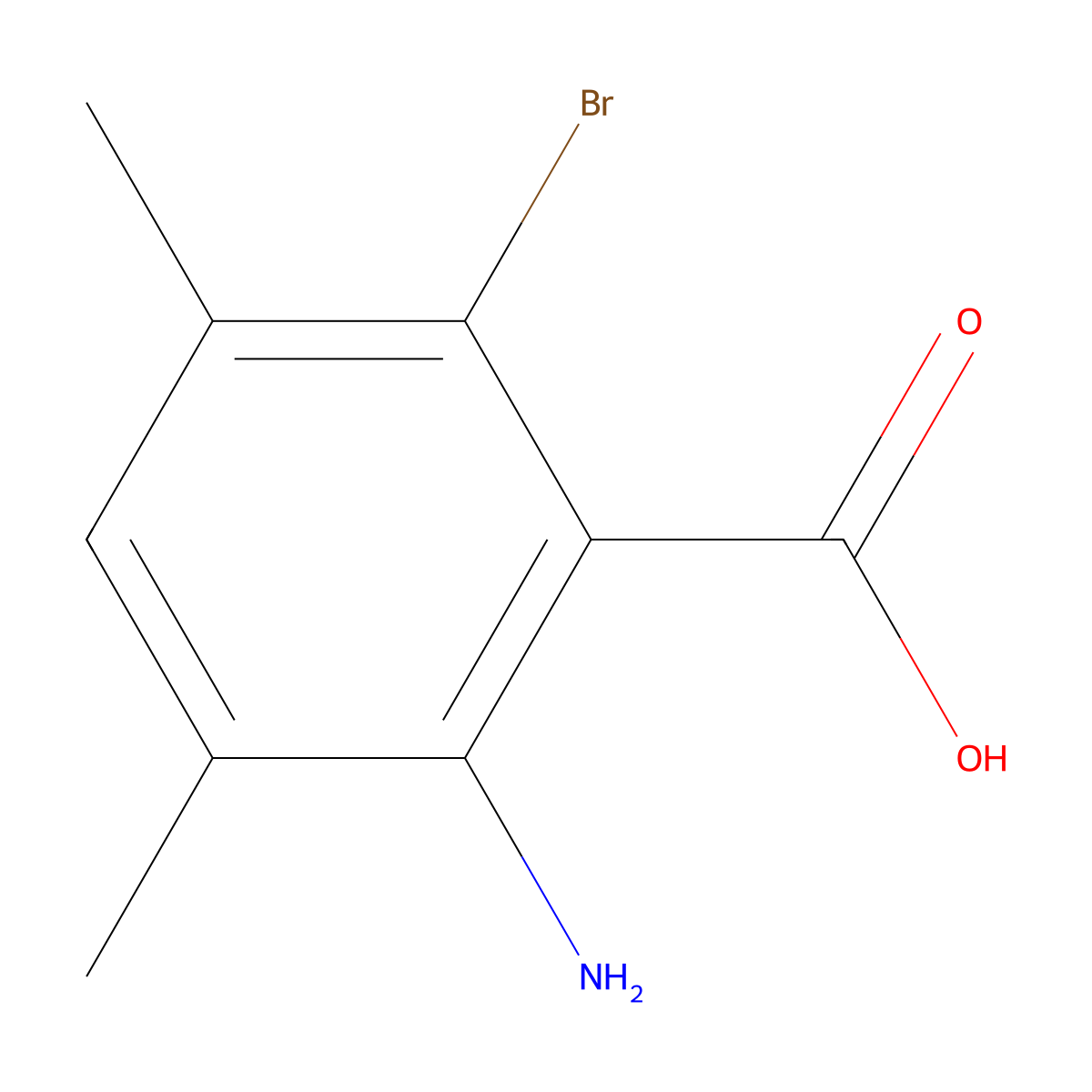2-Amino-6-bromo-3,5-dimethylbenzoic acid molecular structure, CAS 1603580-85-3