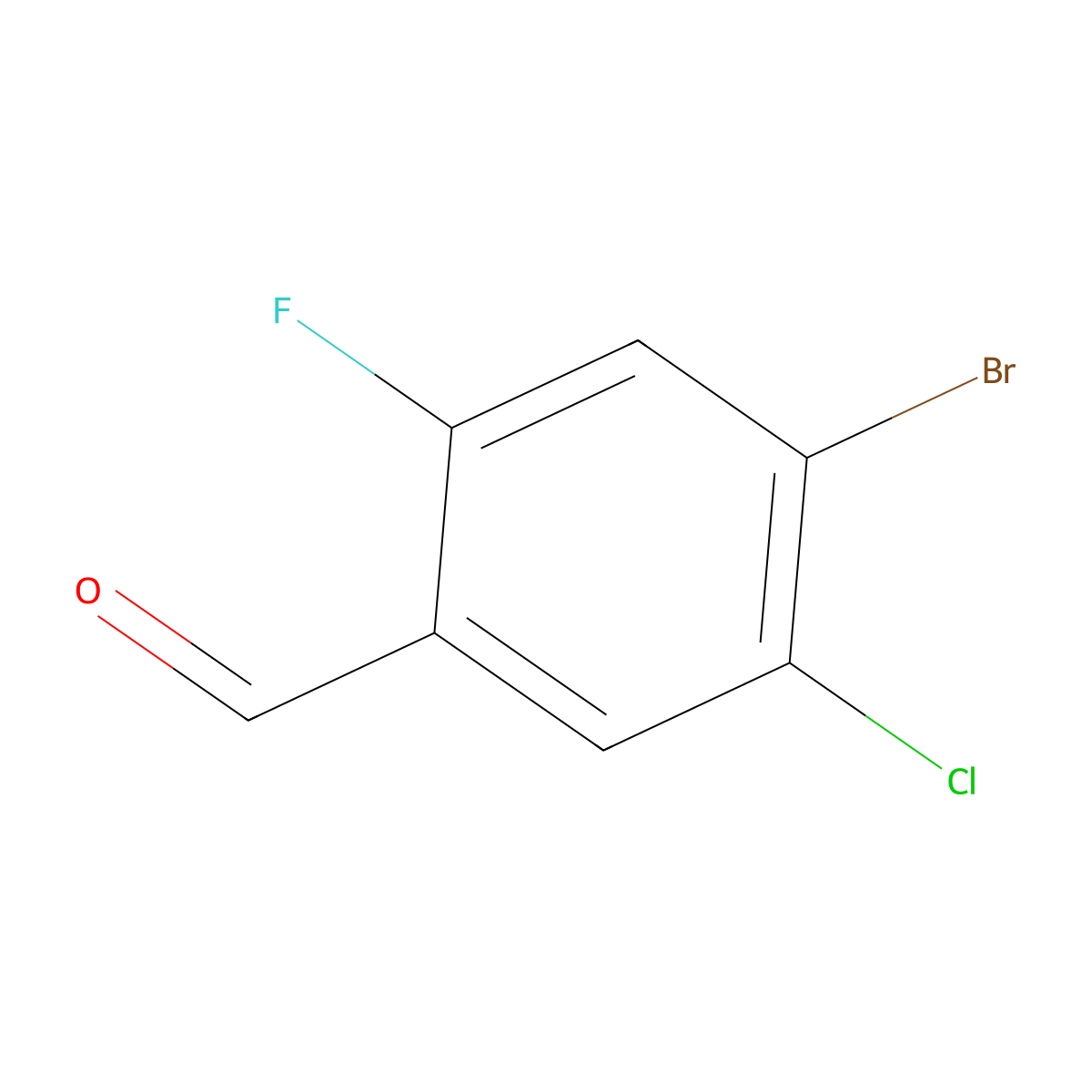 4-Bromo-5-chloro-2-fluorobenzaldehyde molecular structure, CAS 1603584-72-0