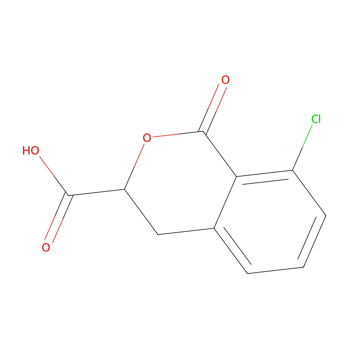 8-chloro-1-oxo-3,4-dihydro-1H-2-benzopyran-3-carboxylic acid molecular structure, CAS 1603591-09-8
