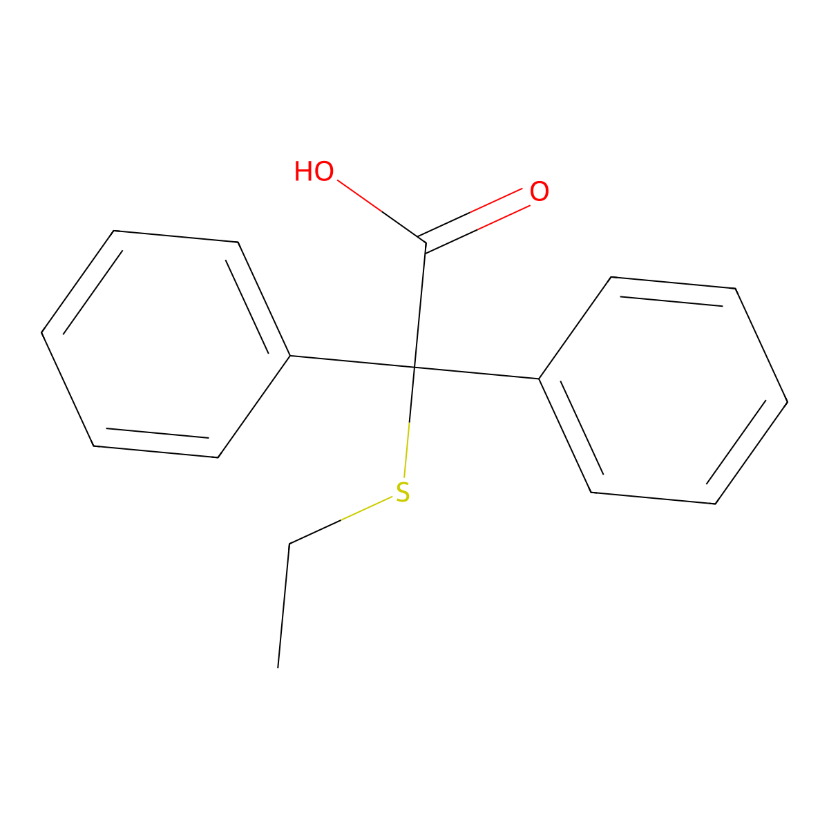 2-Ethylthio-2,2-diphenylacetic acid molecular structure, CAS 16036-85-4