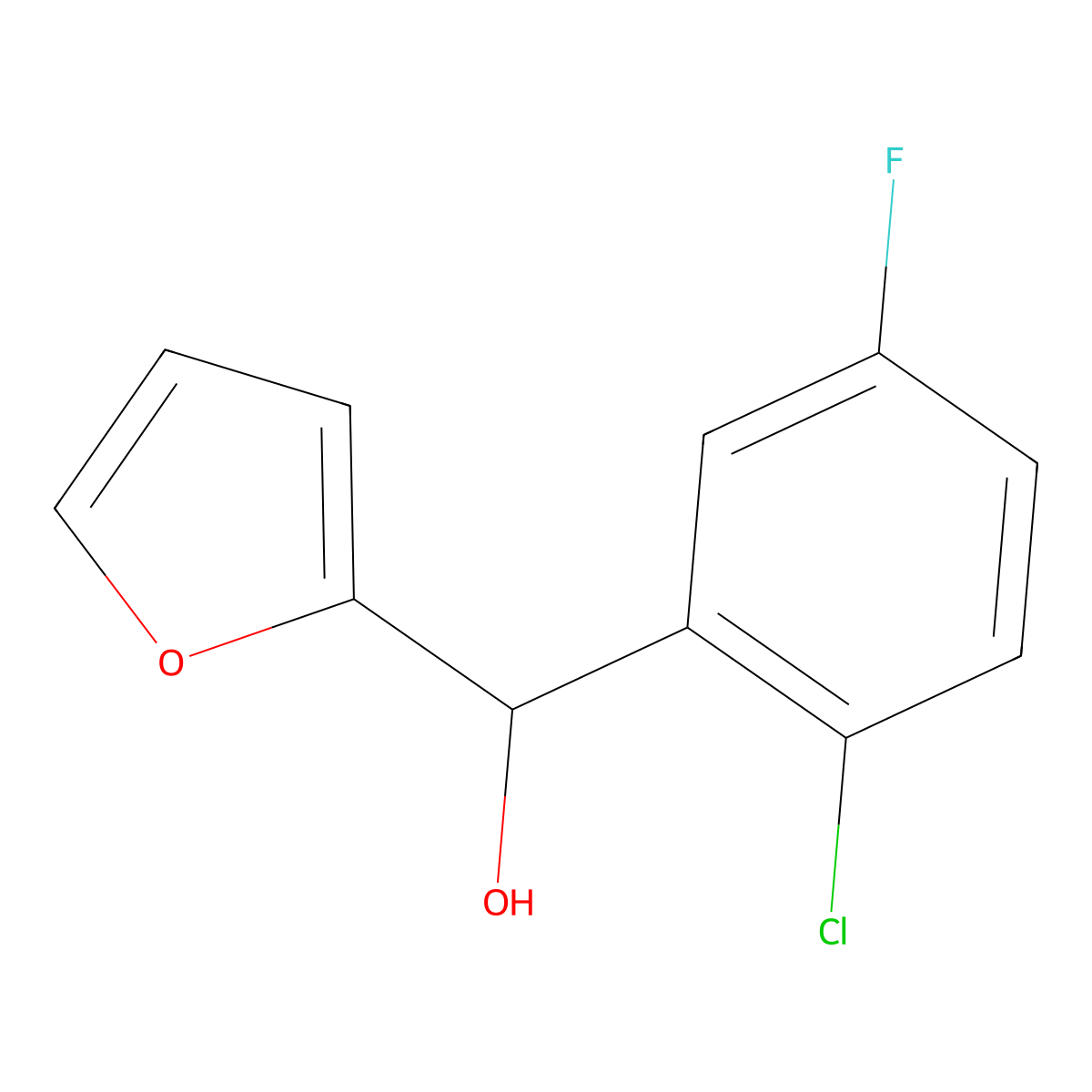 (2-Chloro-5-fluorophenyl)(furan-2-yl)methanol molecular structure, CAS 1603600-96-9