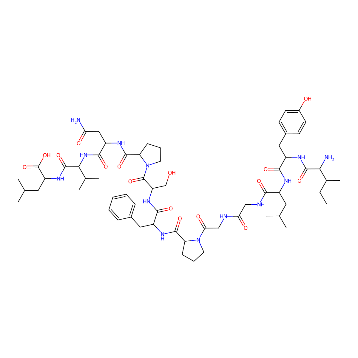 L-Isoleucyl-L-tyrosyl-L-leucylglycylglycyl-L-prolyl-L-phenylalanyl-L-seryl-L-prolyl-L-asparaginyl-L-valyl-L-leucine molecular structure, CAS 160369-86-8