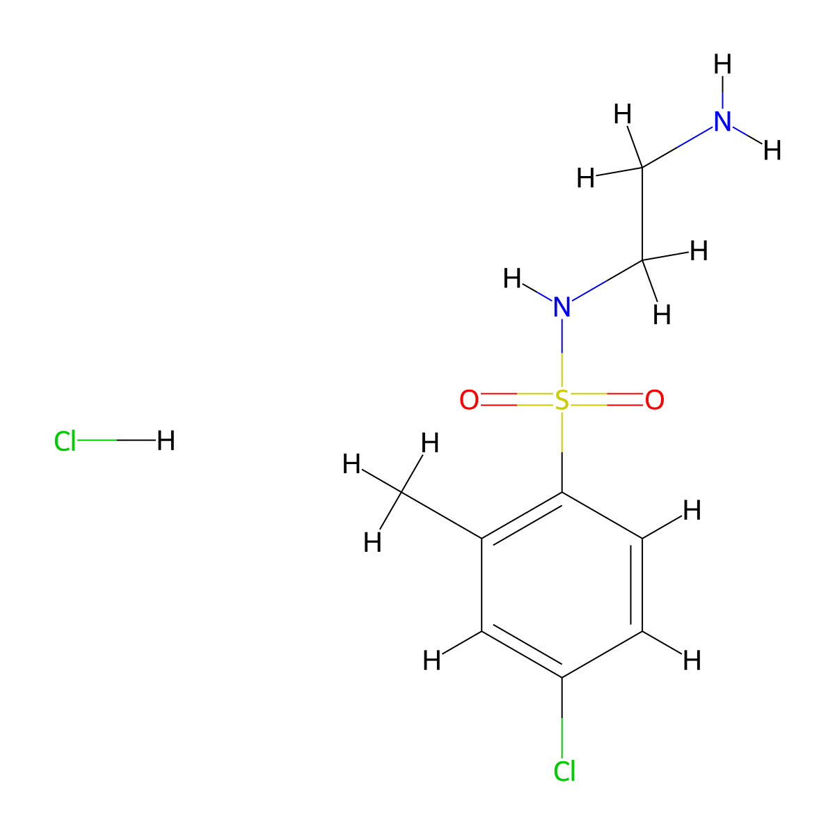 N-(2-aminoethyl)-4-chloro-2-methylbenzene-1-sulfonamide hydrochloride molecular structure, CAS 1603725-48-9