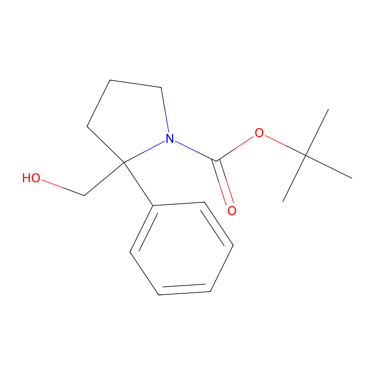 Tert-butyl 2-(hydroxymethyl)-2-phenylpyrrolidine-1-carboxylate molecular structure, CAS 160376-75-0