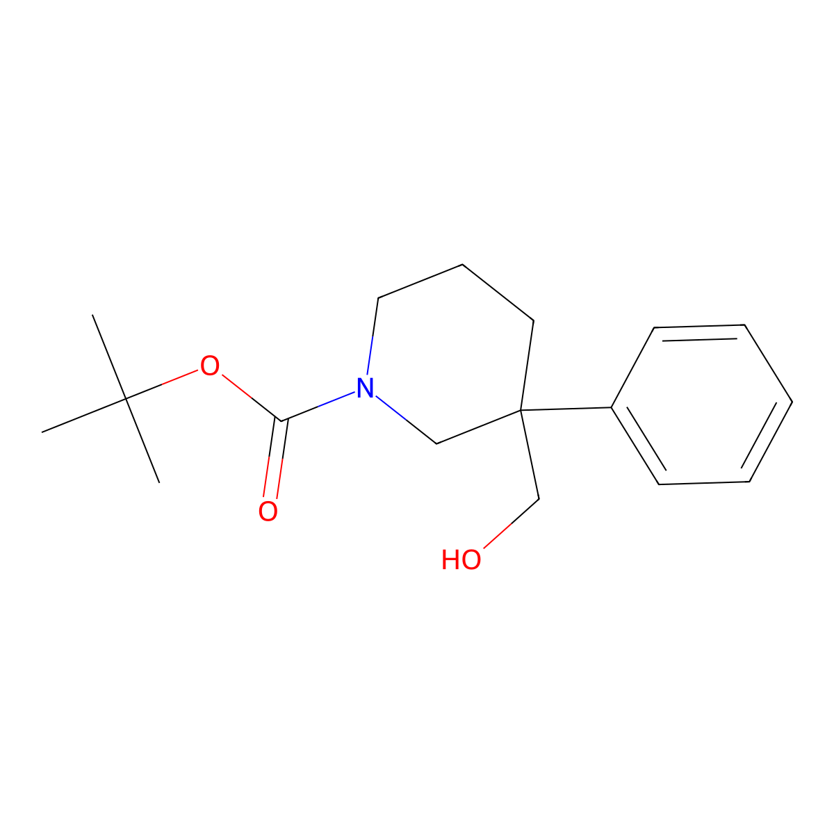 Tert-butyl 3-(hydroxymethyl)-3-phenylpiperidine-1-carboxylate molecular structure, CAS 160376-82-9