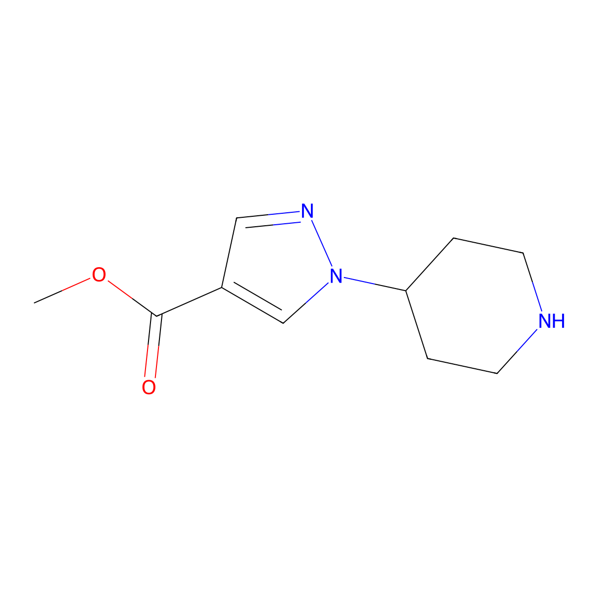 Methyl 1-(piperidin-4-YL)-1H-pyrazole-4-carboxylate molecular structure, CAS 1603835-18-2