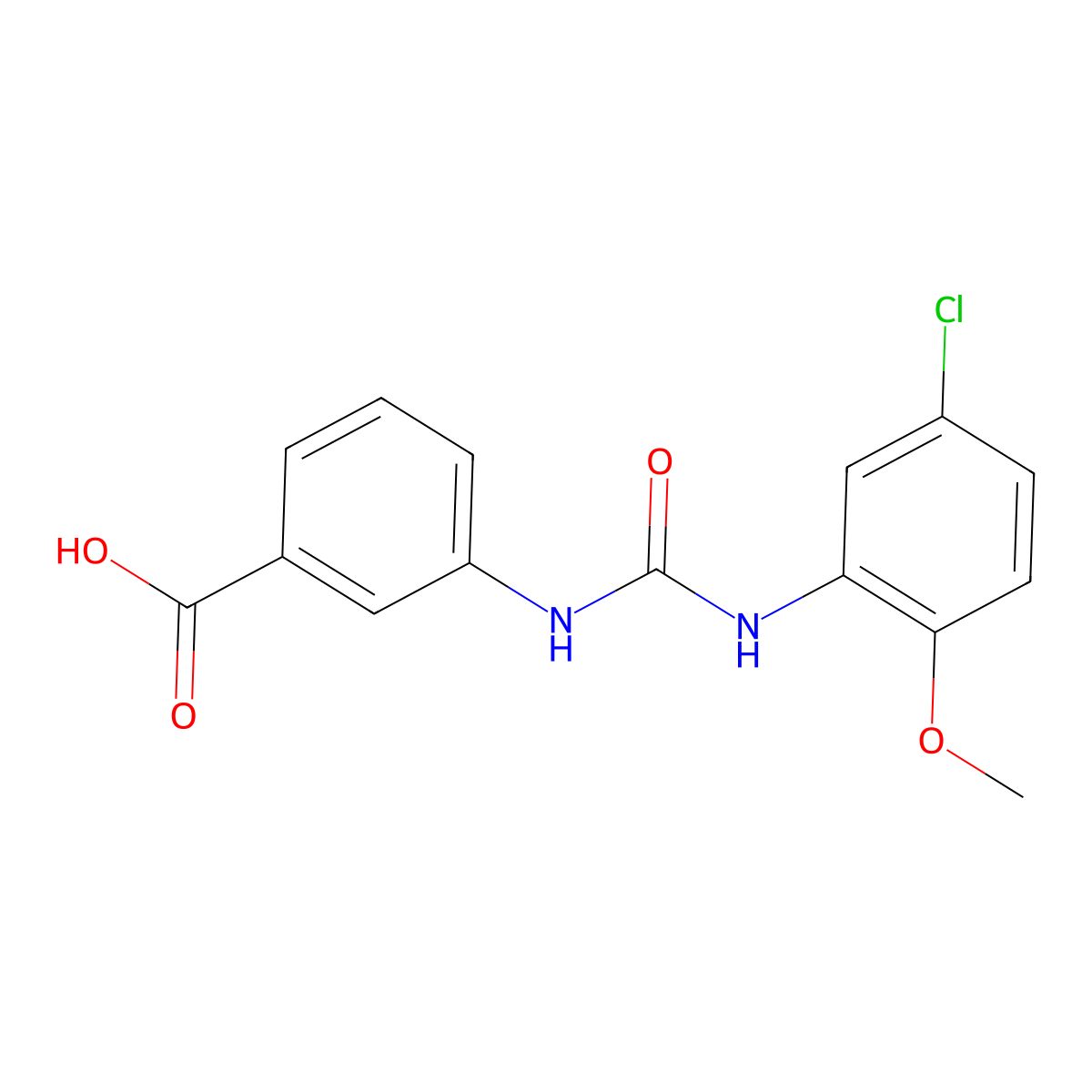 3-{[(5-Chloro-2-methoxyphenyl)carbamoyl]amino}benzoic acid molecular structure, CAS 160384-29-2