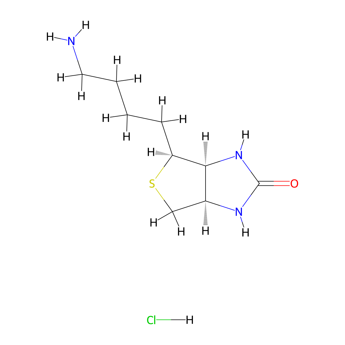 (3aS,4S,6aR)-4-(4-Aminobutyl)tetrahydro-1H-thieno[3,4-d]imidazol-2(3H)-one hydrochloride molecular structure, CAS 160385-86-4