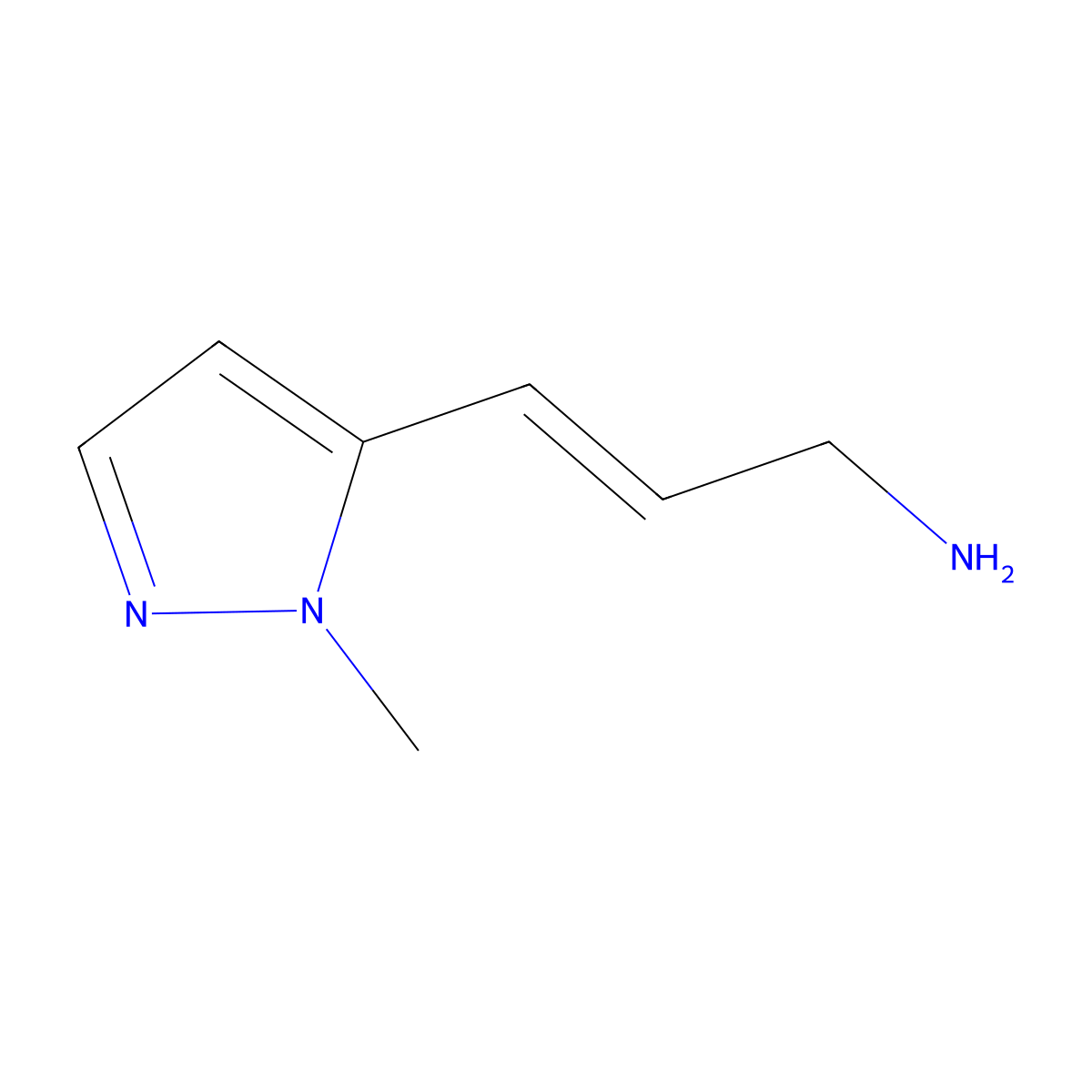 3-(1-methyl-1H-pyrazol-5-yl)prop-2-en-1-amine molecular structure, CAS 1603901-68-3