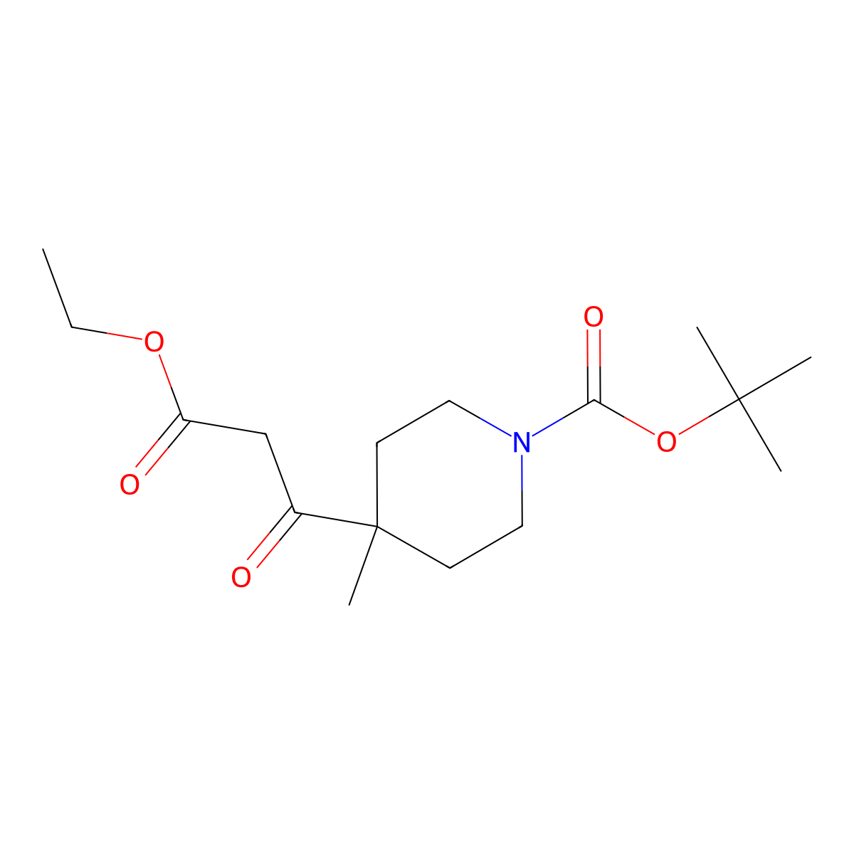 tert-Butyl 4-(3-ethoxy-3-oxopropanoyl)-4-methylpiperidine-1-carboxylate molecular structure, CAS 1603907-56-7