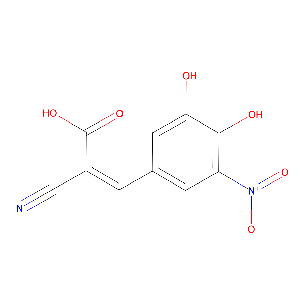 Entacapone acid molecular structure, CAS 160391-70-8