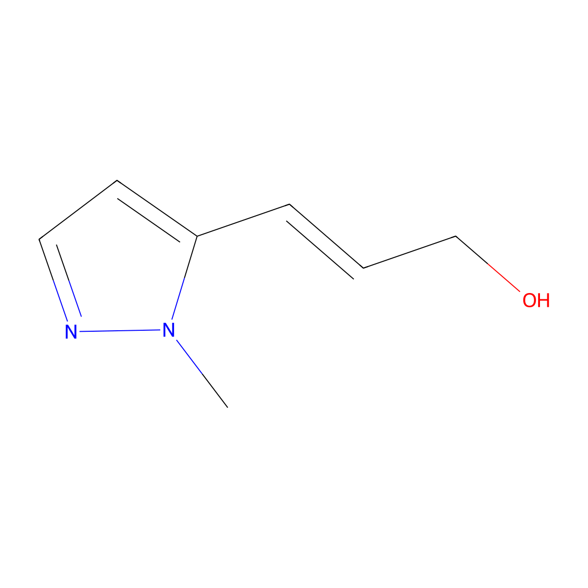 3-(1-methyl-1H-pyrazol-5-yl)prop-2-en-1-ol molecular structure, CAS 1603981-17-4